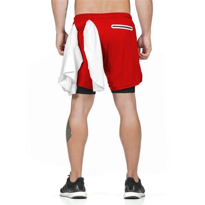 2 In 1 Gym Jogging Shorts Training Beach Shorts