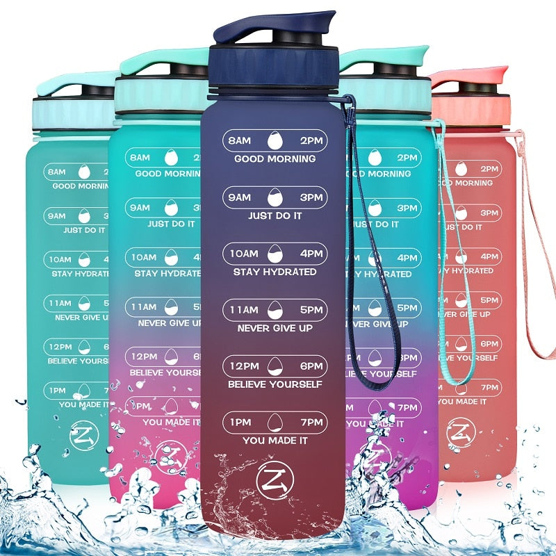 32oz Motivational Water Bottle with Time Marker