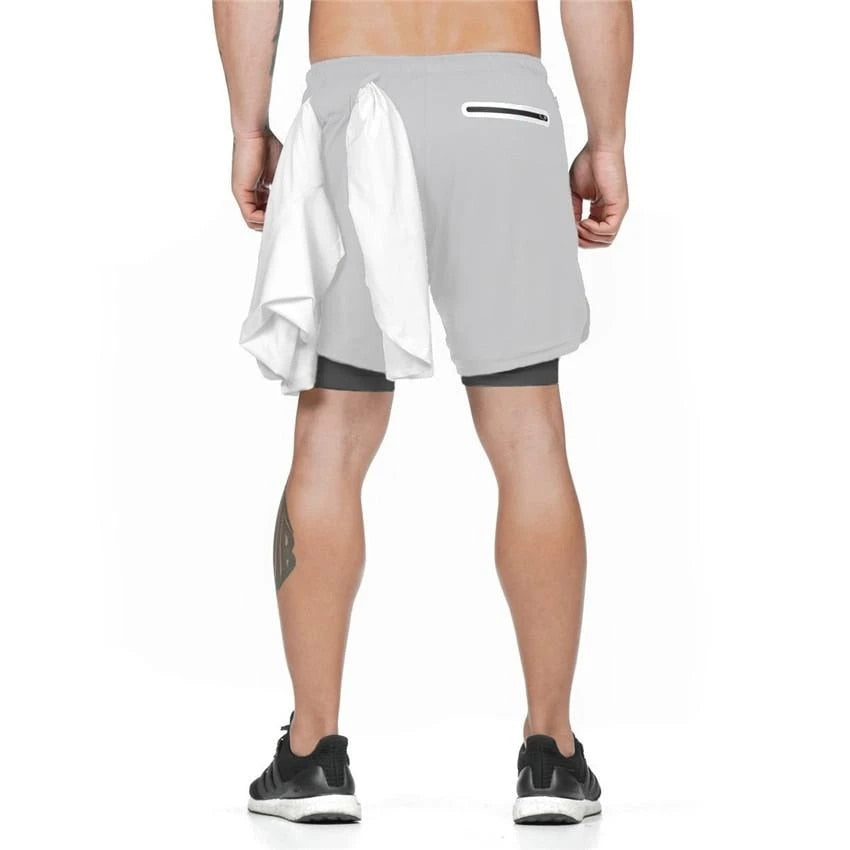 2 In 1 Gym Jogging Shorts Training Beach Shorts