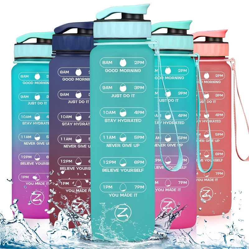 32oz Motivational Water Bottle with Time Marker