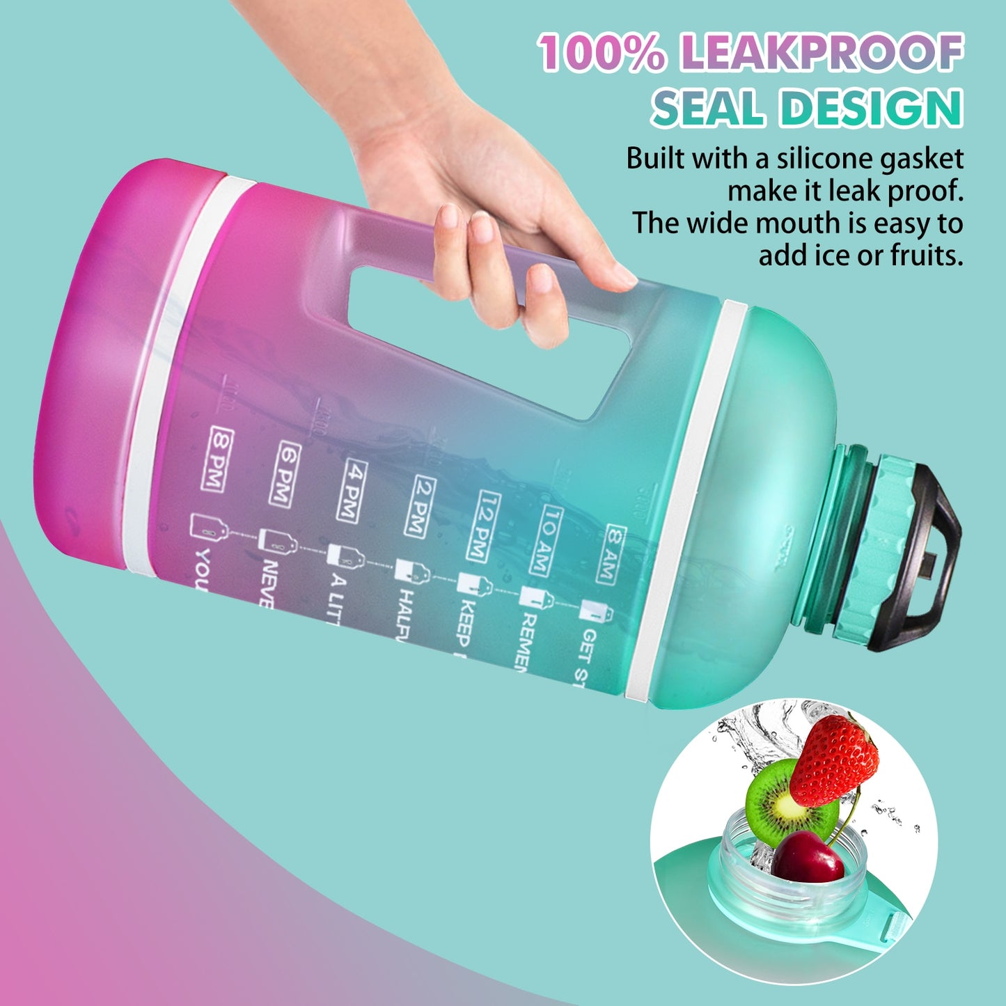 2.2/3.78L Gallon Water Bottle with Time Marker