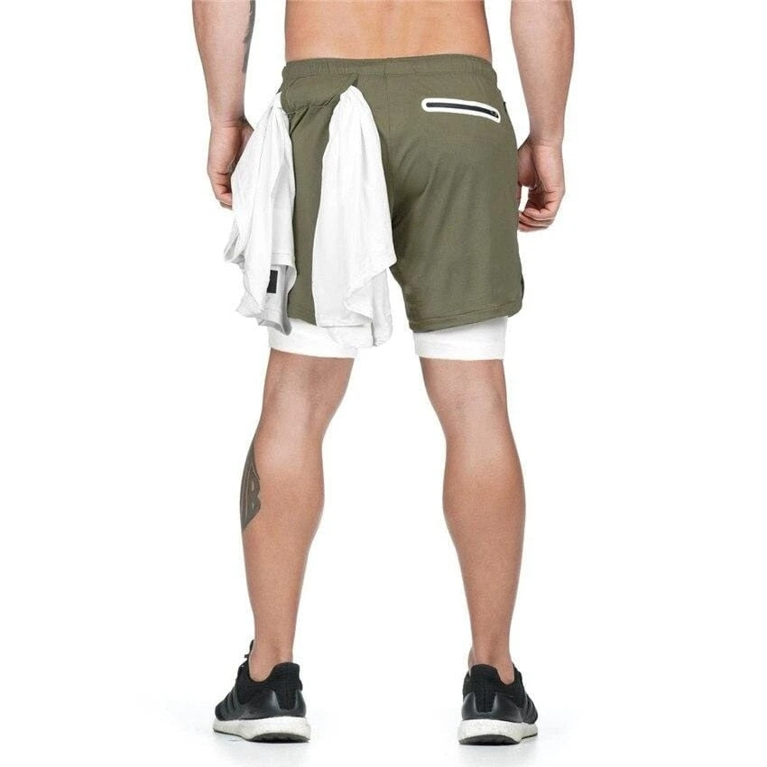 2 In 1 Gym Jogging Shorts Training Beach Shorts