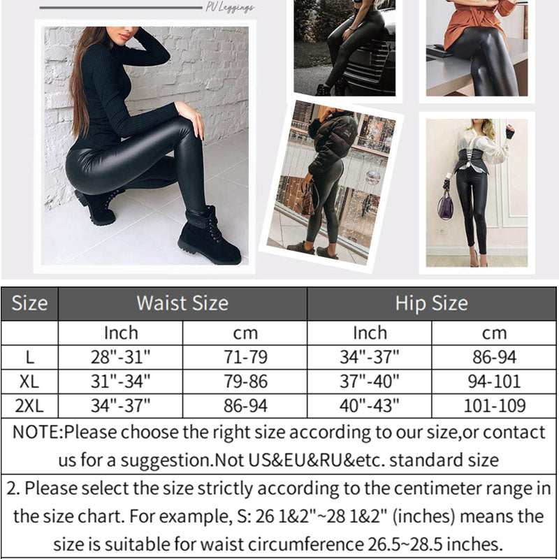 High Waist Faux Leather Leggings Women Non See-through .