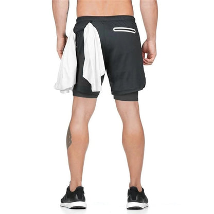 2 In 1 Gym Jogging Shorts Training Beach Shorts