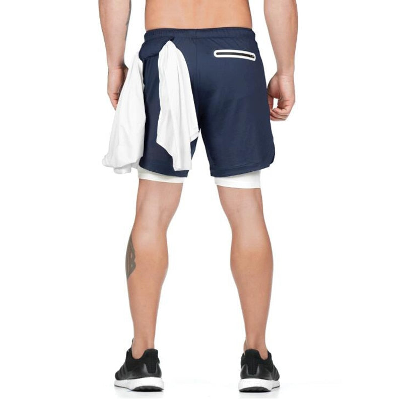 2 In 1 Gym Jogging Shorts Training Beach Shorts