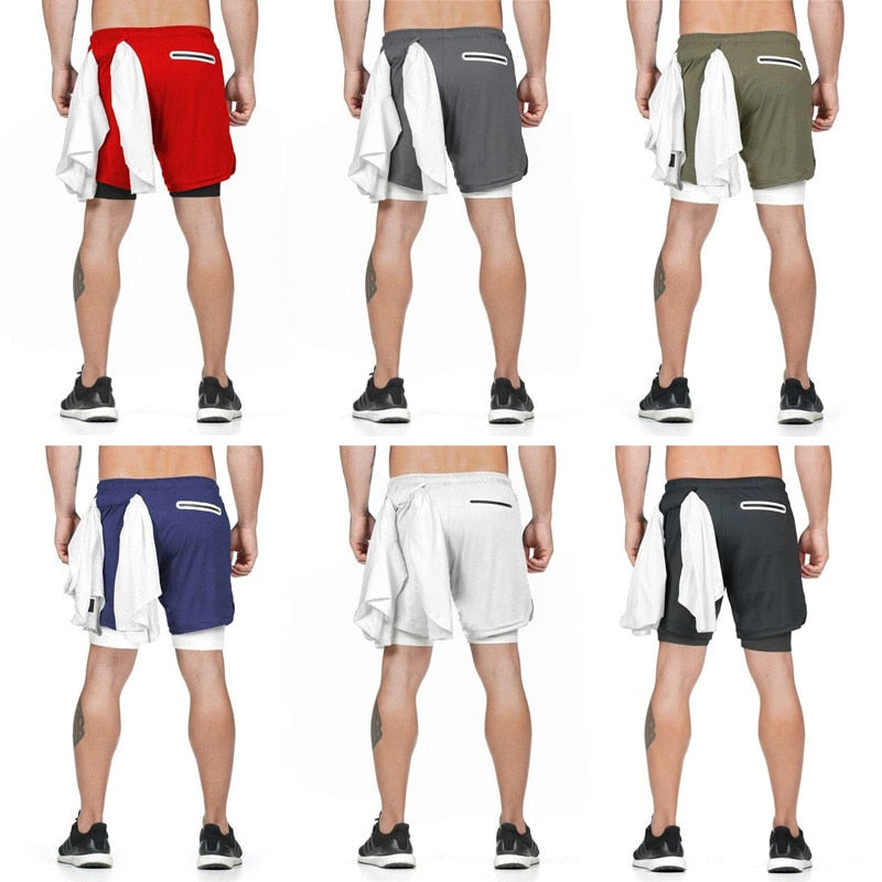 2 In 1 Gym Jogging Shorts Training Beach Shorts