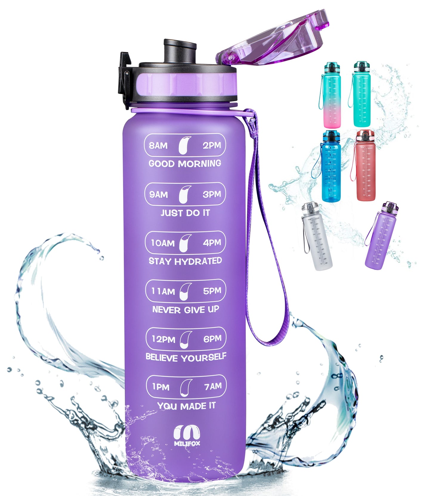 32oz Motivational Water Bottle with Time Marker