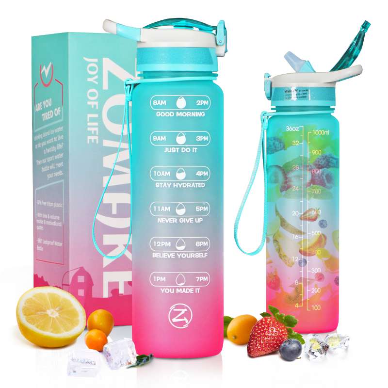 32oz Motivational Water Bottle with Time Marker