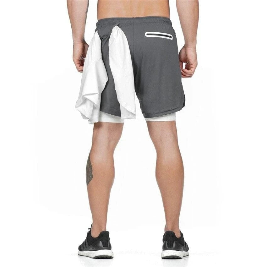 2 In 1 Gym Jogging Shorts Training Beach Shorts