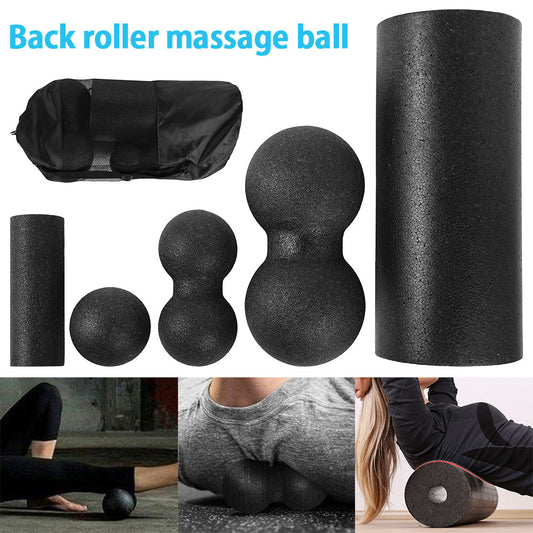 Pilates Foam Roller Black Yoga Massage Fitness Ball Set