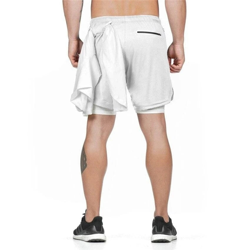 2 In 1 Gym Jogging Shorts Training Beach Shorts